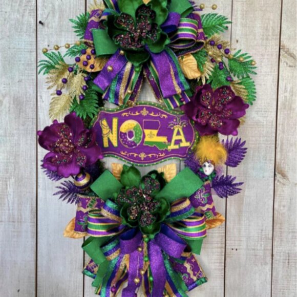 Large Mardi gras oval wreath - Picture 1 of 1